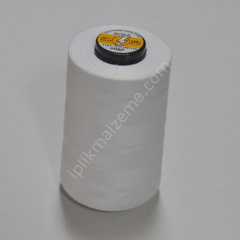Bora 120 no Polyester Dikiş İpliği Beyaz 5000 mt. (100 ADET TOPTAN SATIŞ)