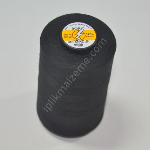 Bora 120 no Polyester Dikiş İpliği Siyah 5000 mt.
